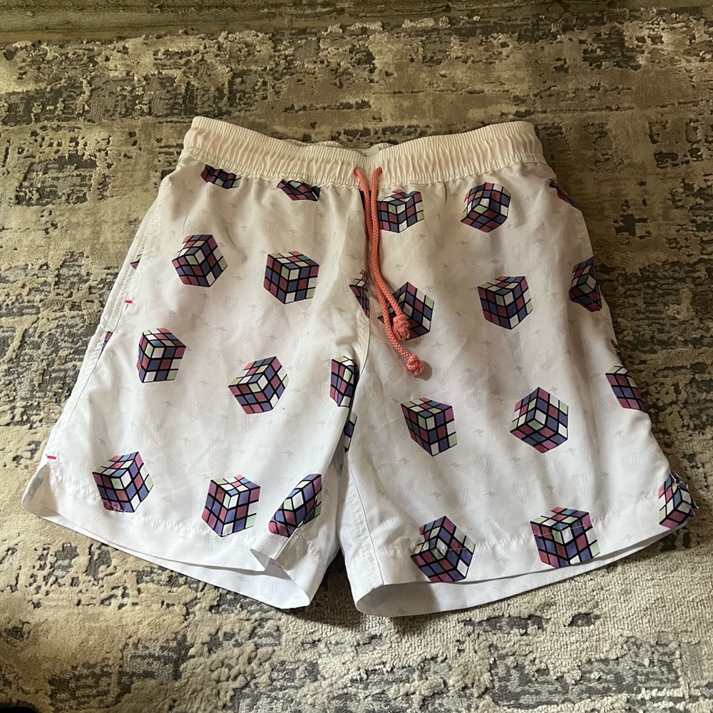 Venroy Sydney White Rubiks Cube Swim Shorts Size Small